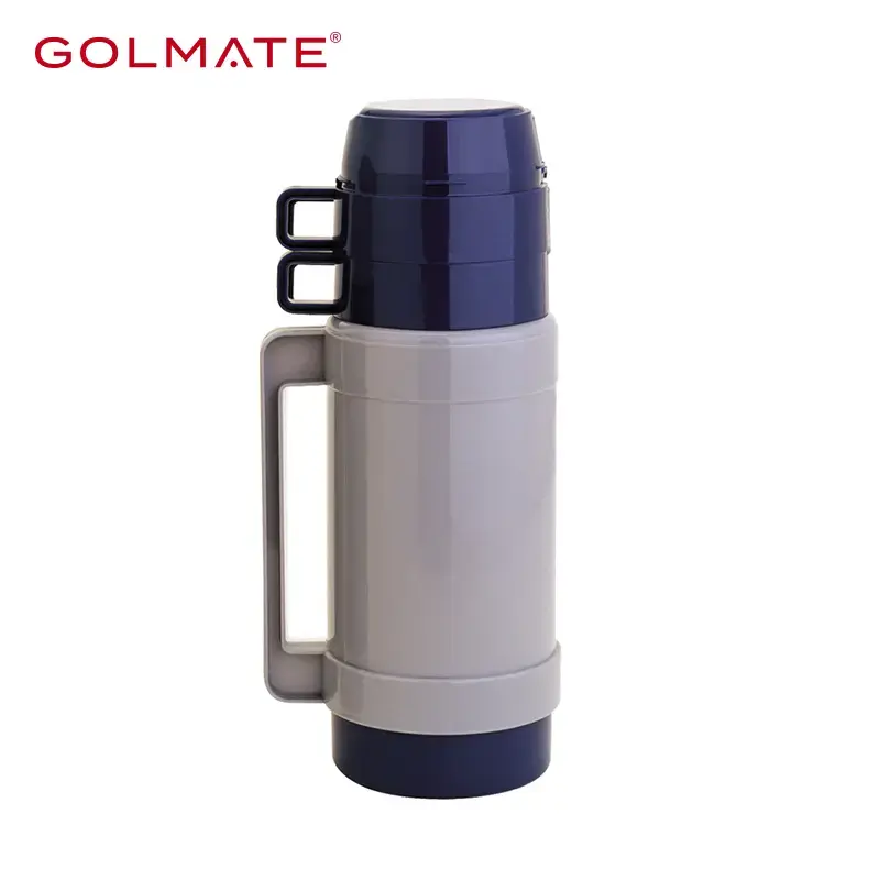 Custom 1L Large Capacity Thermos with 2 Cups Glass Lined Flask for Hiking