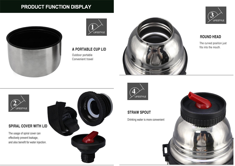 Features of Golmate Advanced Customization 1000ml PP Handle Stainless Steel Vacuum Soup Flask