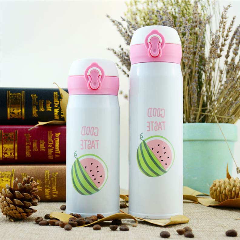 350ml Stainless Steel Kids Water Bottle Cartoon Pattern Thermal