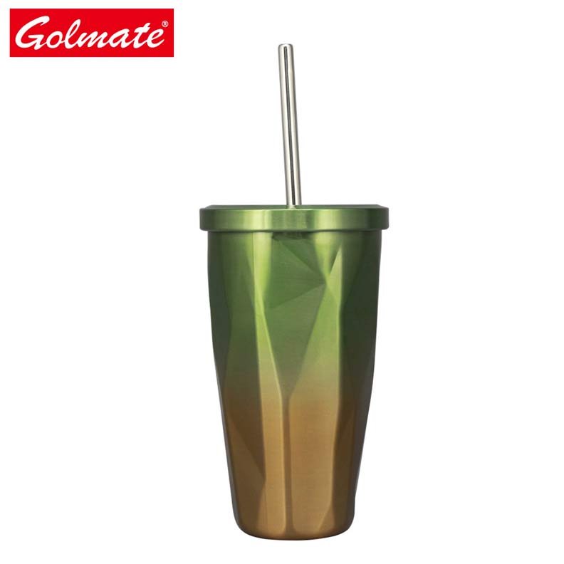 0.5L Golmate Stylish Shaped 304 Stainless Steel Insulated Straw Tumbler