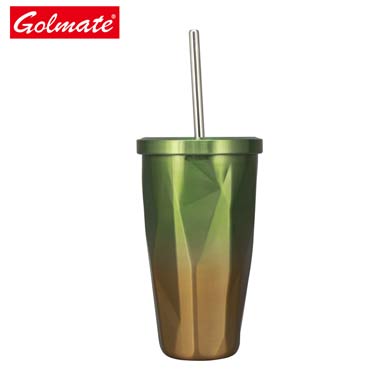 0.5L Golmate Stylish Shaped 304 Stainless Steel Insulated Straw Tumbler