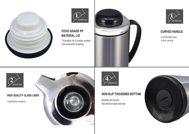 Features of 1l PP Shell Glass Liner Plastic Vacuum Flask Water Jug