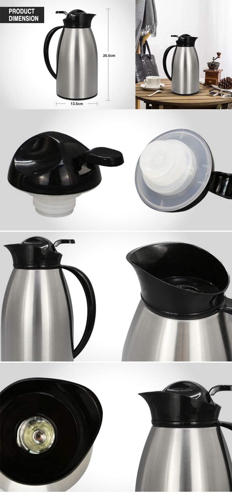 Features of 1l Ss Body Glass Liner PP Handle And Lid Classic Hot Water Jug