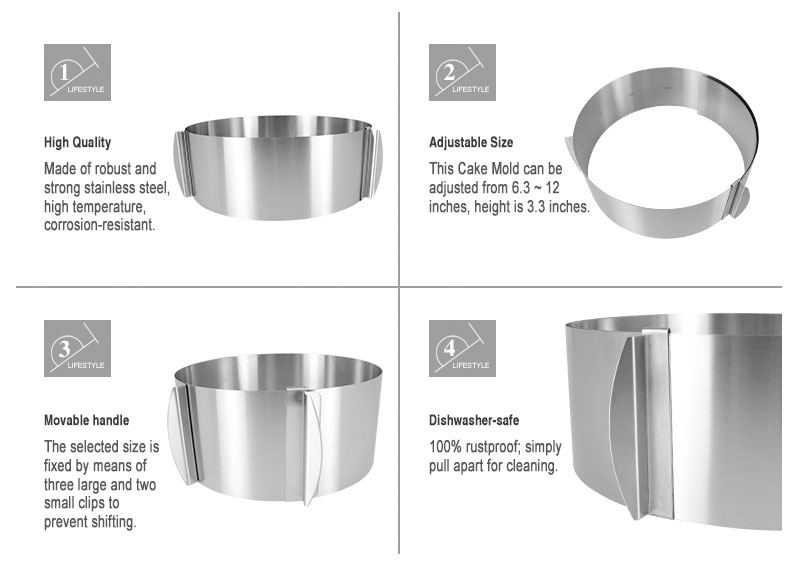 Features of 18/8 BPA-free Stainless Steel Cake Ring Mold