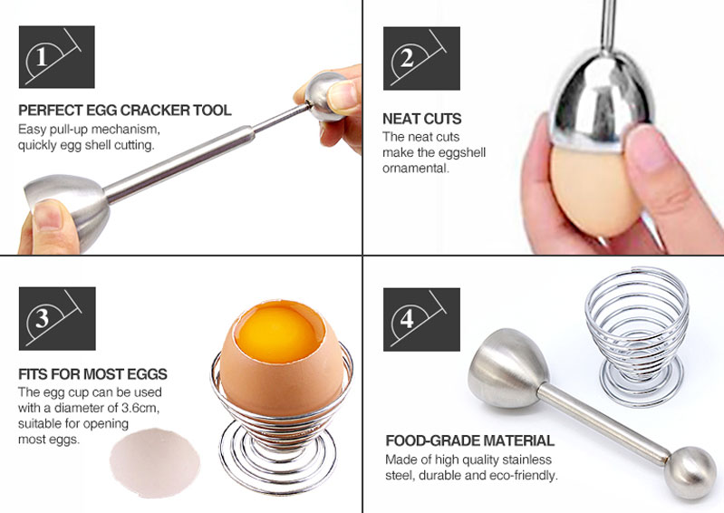 Features of Kitchen Use 304 Food-grade Stainless Steel Egg Opener Set