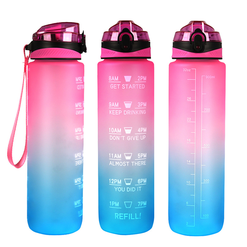 Custom Logo USA Europe Hot Sales 1 Liter 32OZ BPA Free Plastics Motivational Water Bottle With Time Marker