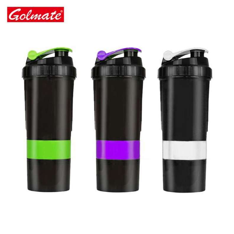 500ml Colorful Lid Gym Sports Plastic Protein Shaker Bottle