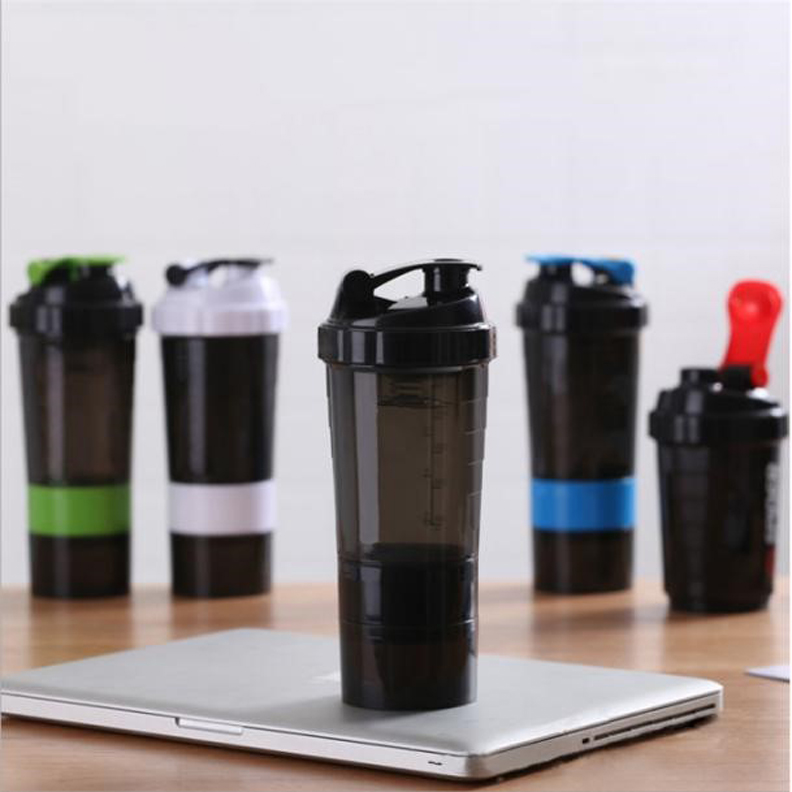 500ml Colorful Lid Gym Sports Plastic Protein Shaker Bottle