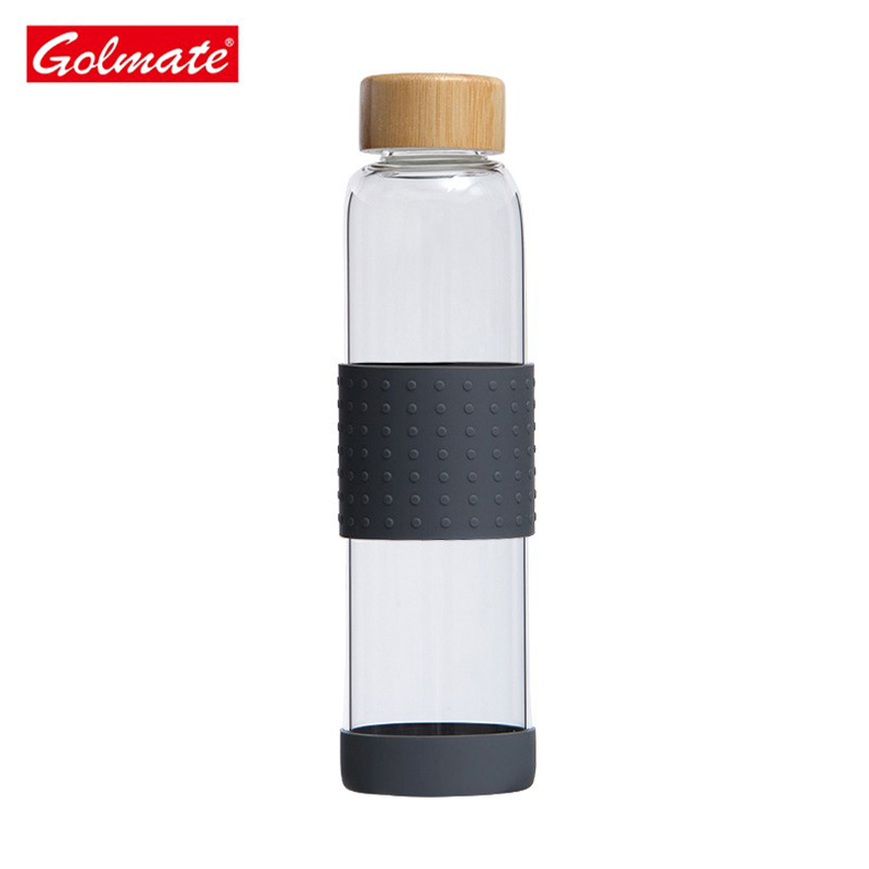500ml Reusable Leak-proof Borosilicate Glass Water Bottles with Bamboo Lid and Silicone Sleeve