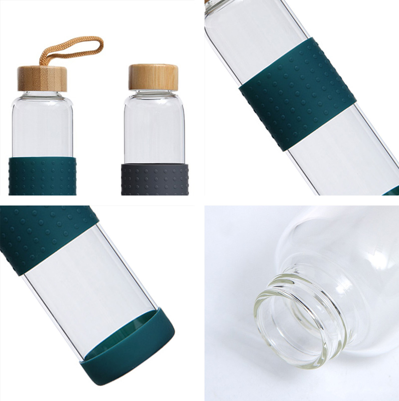 Features of 500ml Borosilicate Glass Water Bottles with Bamboo Lid and Silicone Sleeve, Leak Proof Lid- Reusable Water Bottles