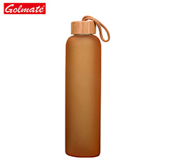 Colorful Single Layer Borosilicate Glass Water Bottle With Bamboo Cap