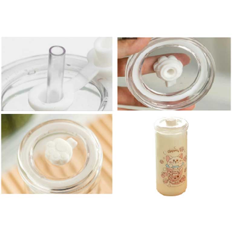 Features of 200ml Golmate Cute Pattern Glass Water Bottle with Straw