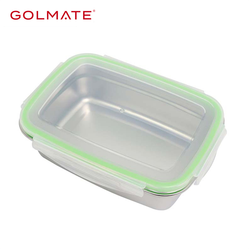 Plastic Lid 18/8 Stainless Steel Liner Lunch Box Food Container Bento