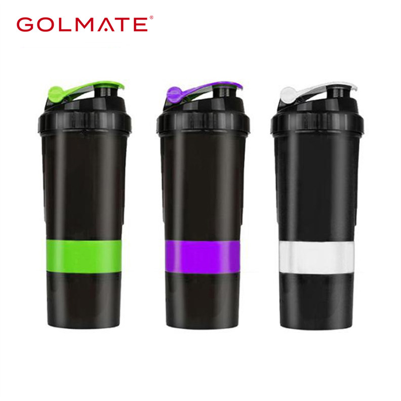 500ml Colorful Lid Gym Sports Plastic Protein Shaker Bottle