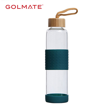 500ml Reusable Leak-proof Borosilicate Glass Water Bottles With Bamboo Lid And Silicone Sleeve