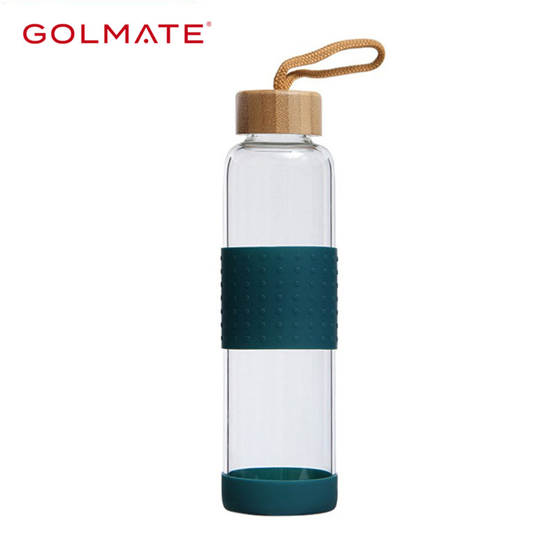 500ml Reusable Leak-proof Borosilicate Glass Water Bottles With Bamboo Lid And Silicone Sleeve