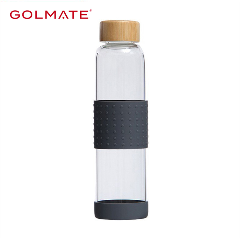 500ml Reusable Leak-proof Borosilicate Glass Water Bottles With Bamboo Lid And Silicone Sleeve