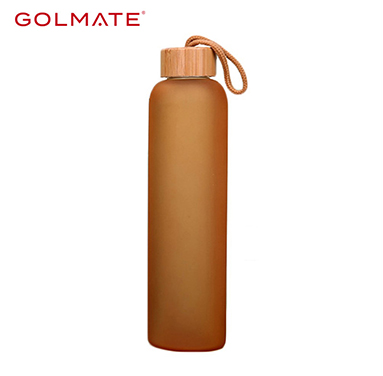 Colorful Single Layer Borosilicate Glass Water Bottle With Bamboo Cap