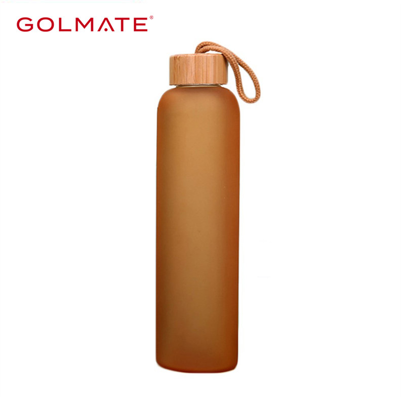 Colorful Single Layer Borosilicate Glass Water Bottle With Bamboo Cap