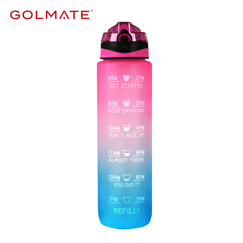32OZ BPA Free Plastics Motivational Water Bottle With Time Marker
