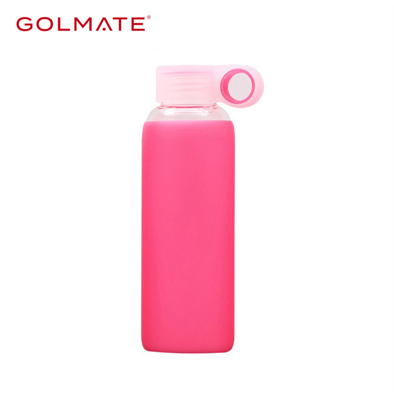Customized BPA-free Borosilicate Glass Water Bottle With Protective Silicone Sleeve