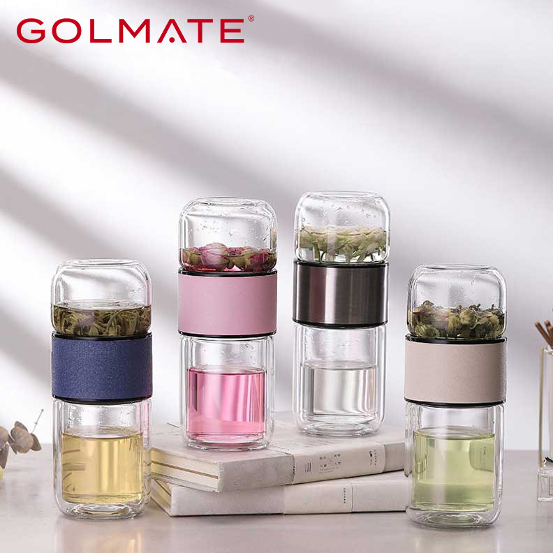 Double-walled Insulation Borosilicate Glass Tea Mug With Separator