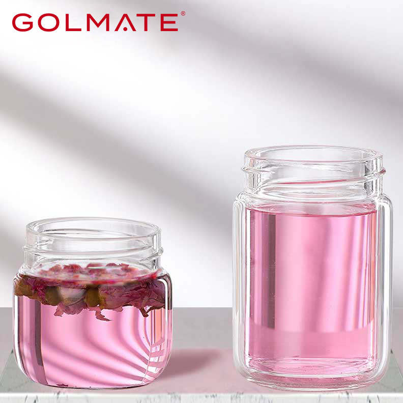 Double-walled Insulation Borosilicate Glass Tea Mug With Separator