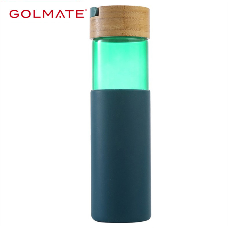 Golmate Double-Walled Borosilicate Glass With Bamboo Lid And Silicone Sleeve