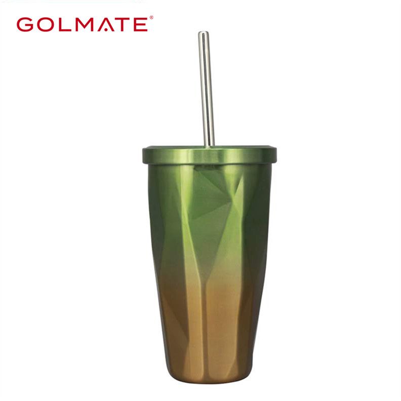 0.5L Golmate Stylish Shaped 304 Stainless Steel Insulated Straw Tumbler