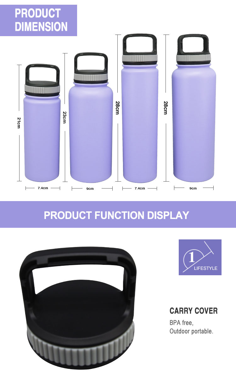 Features of Double Wall Vacuum Water Bottle with Handle Lid Wholesale