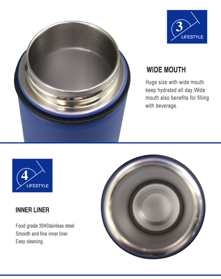 Features of Wide Mouth Insulated Water Bottle with Non-slip Cover