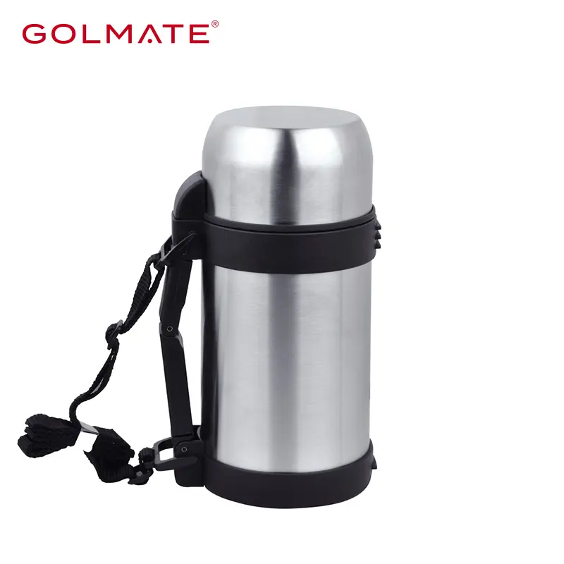 1L Large Capacity Stainless Steel Insulated Food Jar with Adjustable Strap