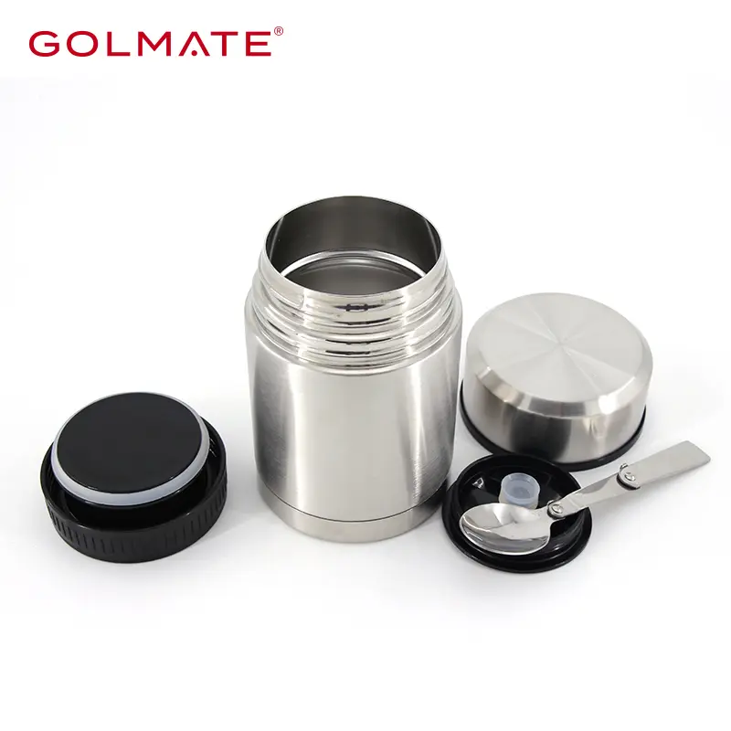 Golmate Double-walled Stainless-steel Wide Mouth Food Container with Folding Spoon