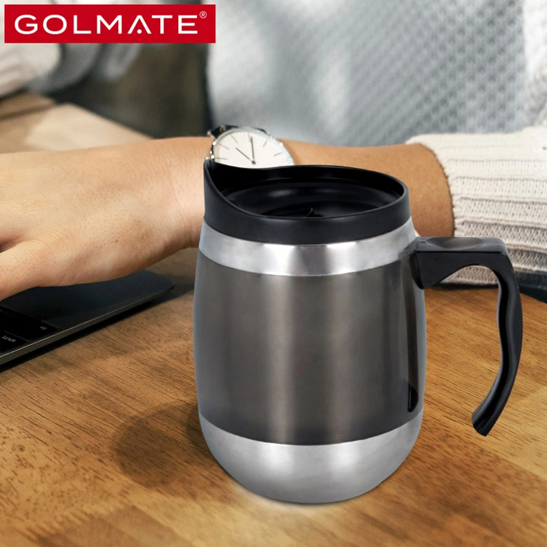 400ml Stainless Steel Travel Mug Office Insulated Cup with Handle