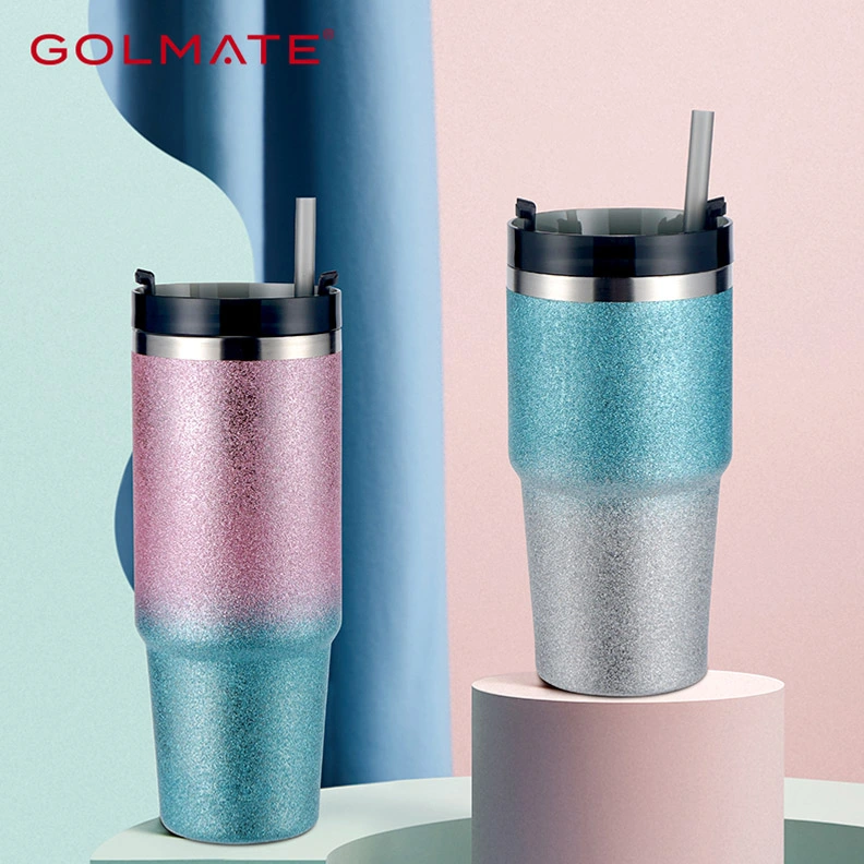 Golmate 30OZ Two-tone Diamond Paint Tumbler with Lid Large Capacity