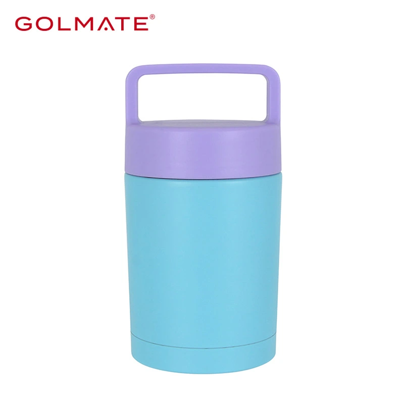 Portable Wide-mouth Stainless Steel Food Container with Handle Lid