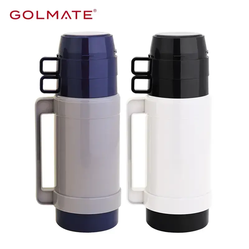 Custom 1L Large Capacity Thermos with 2 Cups Glass Lined Flask for Hiking -  Golmate Enterprise Ltd