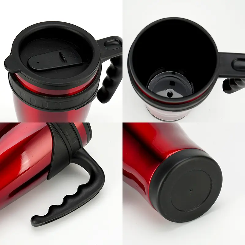 Features of 400ml Flip Lid Travel Mug with PP Liner Antislip Handle Wholesale Tumbler