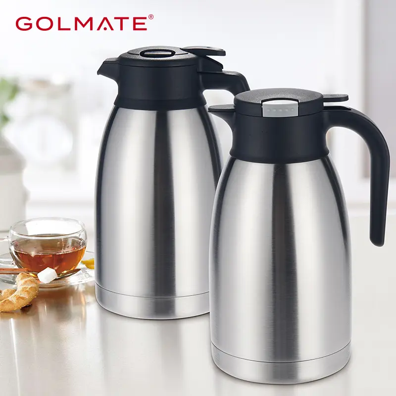 Golmate Wholesale 2L Household Insulated Vacuum Jug Stainless Steel Carafe with PP Lid